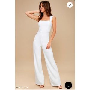 *NWT* White square neck jumpsuit from Lulu’s